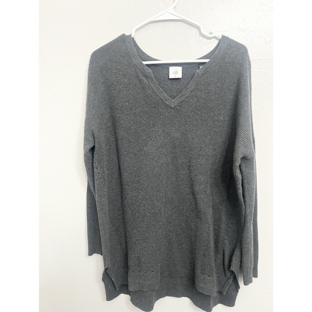 Cabi Snuggle Pullover Sweater Ribbed Charcoal Gray Size S Style# 3705